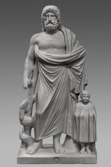 Statuengruppe der Heilgötter Asklepios und Telesphoros