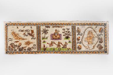 Wandbehang mit gegenständlicher Verzierung aus Polynesien