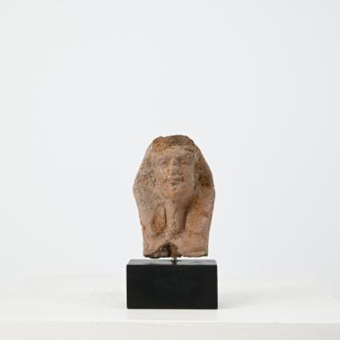 Figurine: Kopf mit Nemes-Tuch und Bart (Osiris?)