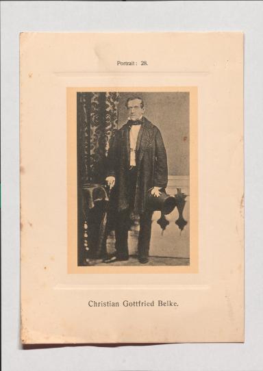 Christian Gottfried Belke aus Adolph Goldbergs Porträt-Sammlung hervorragender Flöten-Virtuosen, Dilettanten und Komponisten
