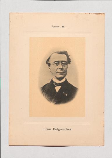 Franz Botgorschek aus Adolph Goldbergs Porträt-Sammlung hervorragender Flöten-Virtuosen, Dilettanten und Komponisten