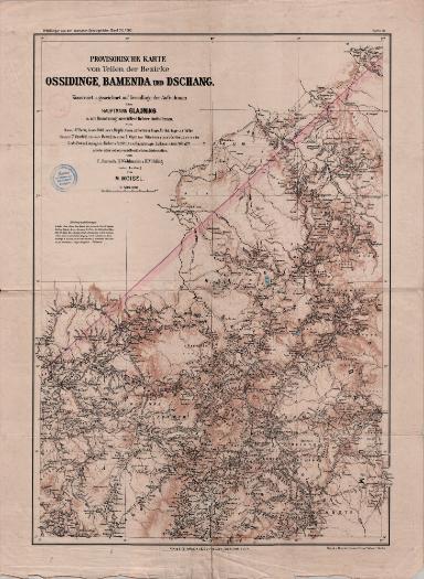 Provisorische Karte von Teilen der Bezirke Ossidinge, Bamenda und Schang